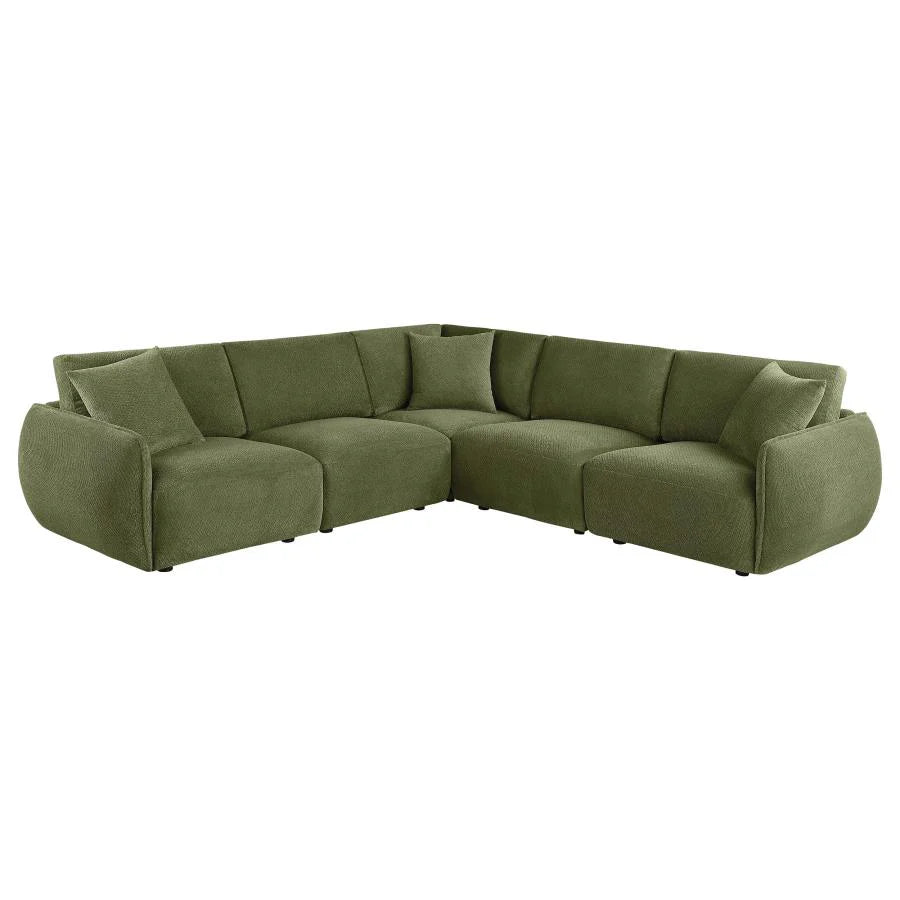 551895-SETA 5 pc Elysia green modular sectional