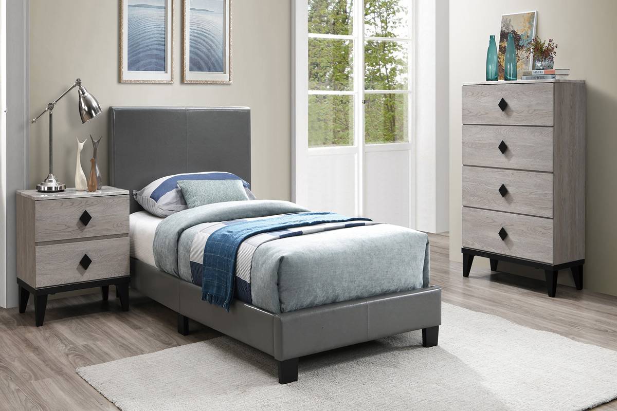 Gracie Twin Platform Bed - Grey
