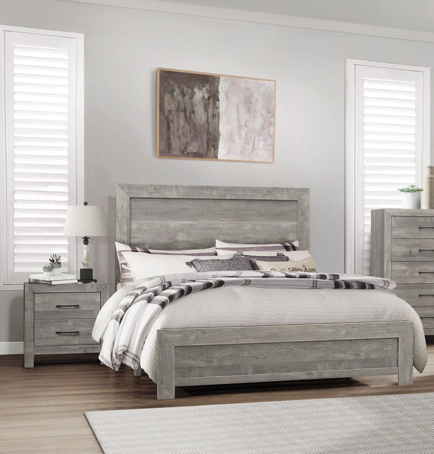 Quinby Grey Panel Bed