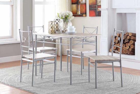 Fontana 5-piece Rectangular Dining Set Brushed Silver