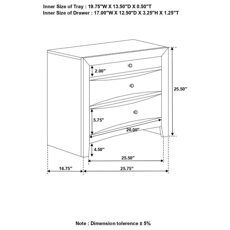 Briana Rectangular 2-drawer Nightstand Black