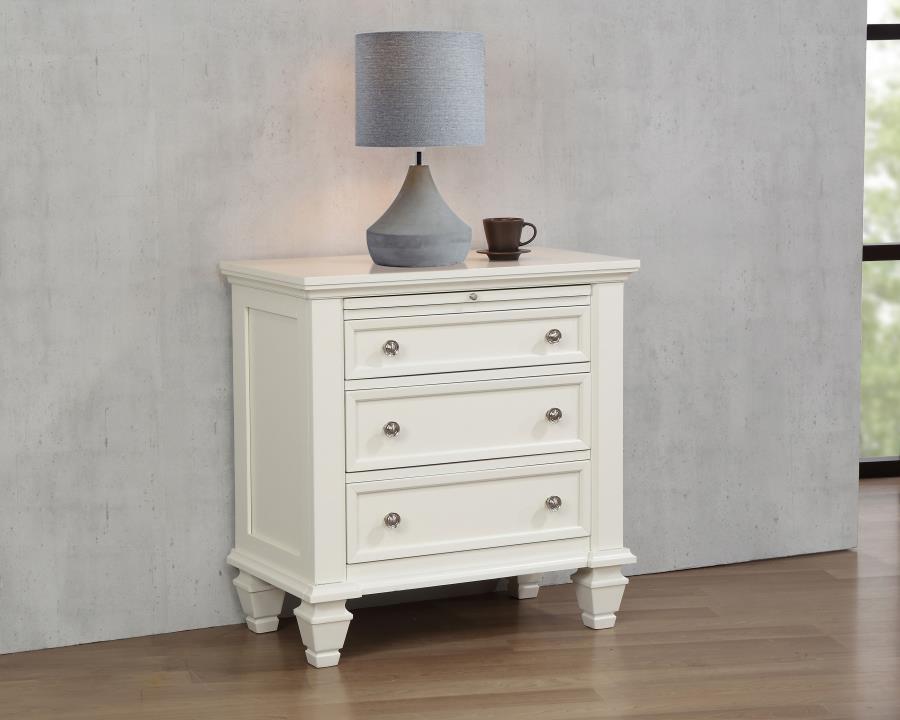 Coaster Sandy Beach 3-Drawer Nightstand, White