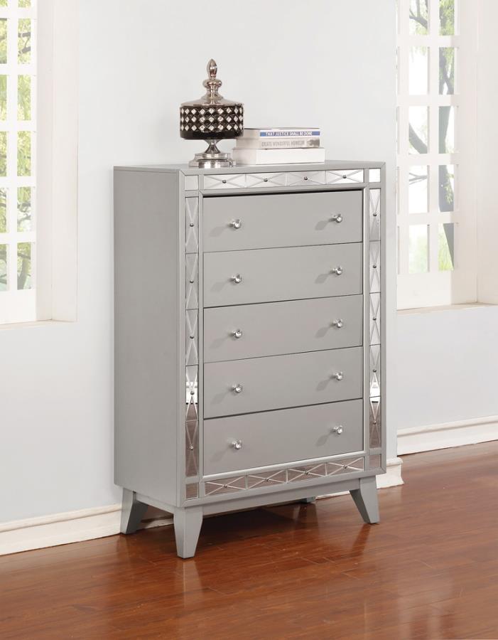 Leighton 5-Drawer Chest Metallic Mercury Leighton 5-Drawer Chest Metallic Mercury