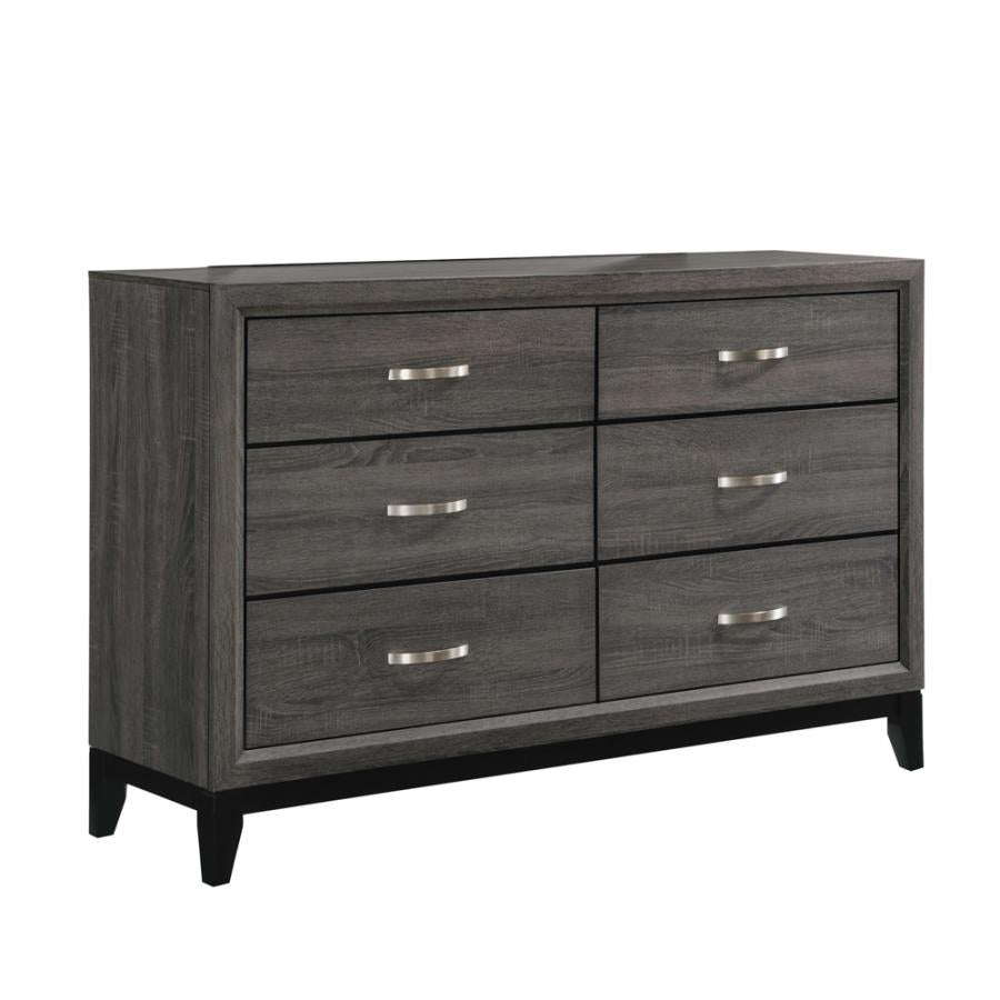 Watson 6-drawer Dresser Grey Oak and Black Watson 6-drawer Dresser Grey Oak and Black