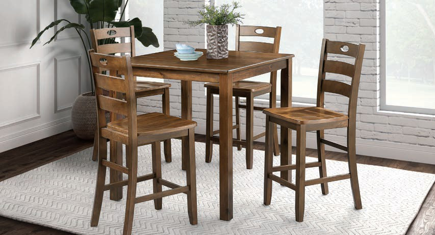 FM3419WN-PT-5PK 5 pc Lubbock Counter Height Dining- Walnut