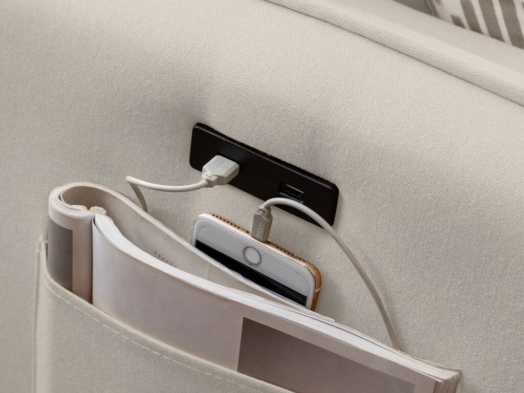 Mia Reversible Sectional with USB ports & Storag - Beige