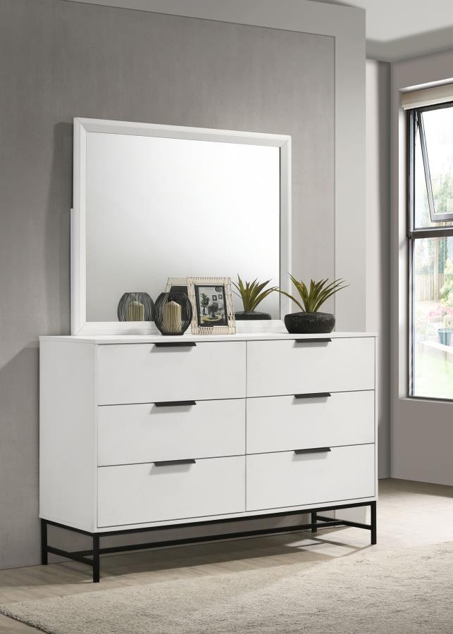 Sonora - 6-Drawer Dresser with Mirror - White Sonora - 6-Drawer Dresser with Mirror - White
