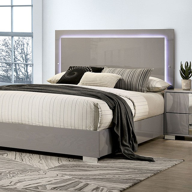 FM7211BG Sinistra Queen Bed with LED -Light Taupe