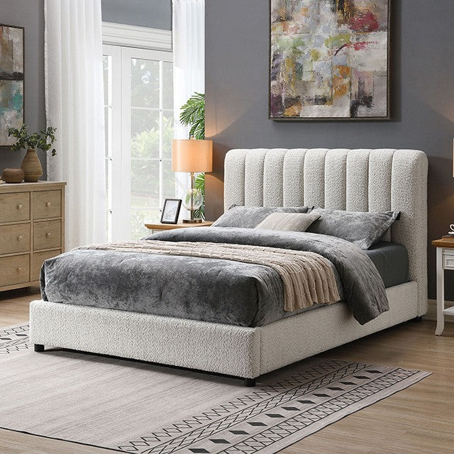 FM71002WH Traverso Queen Boucle Fabric Bed