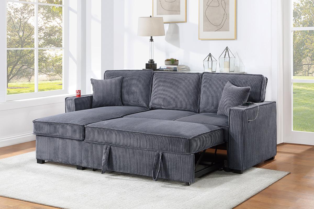 F8543 Convertible Sectional W/ Cup Holder & W/ USB Port