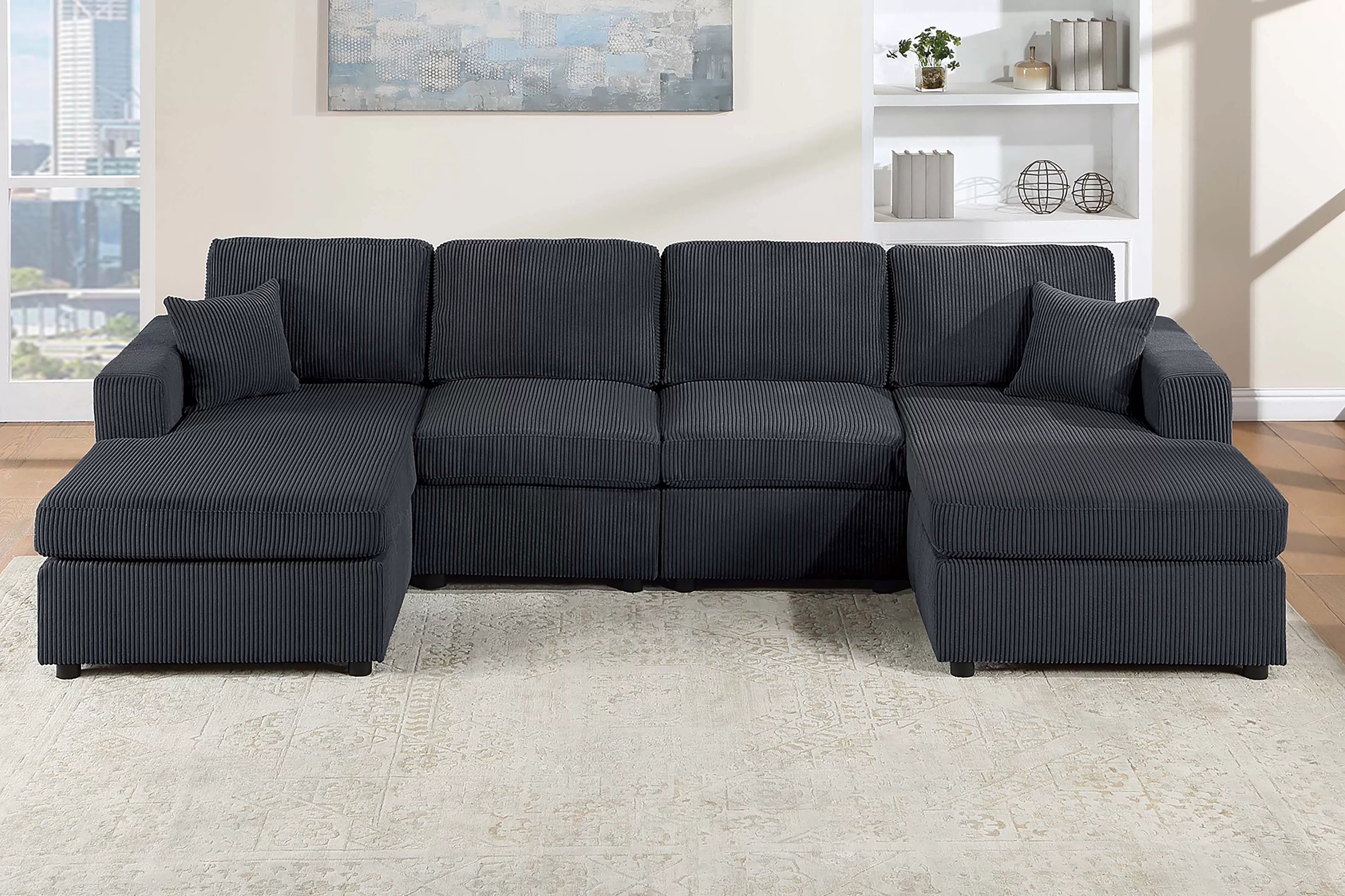 F8407 3-PC Sectional Sofa - Black – Caprice Furniture