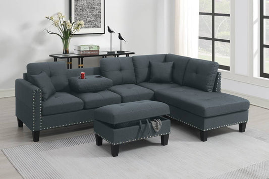 F8886 2-Pc Sectional and Storage Ottoman
