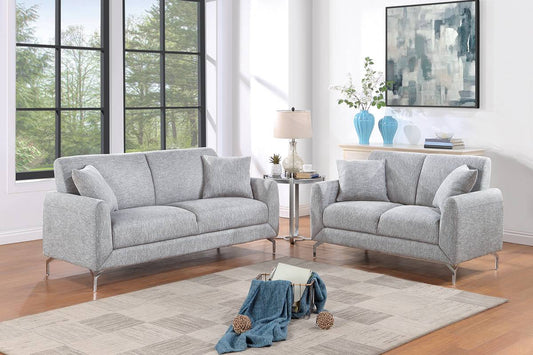 F8438 2 Pc Sofa and Loveseat Set -Gray