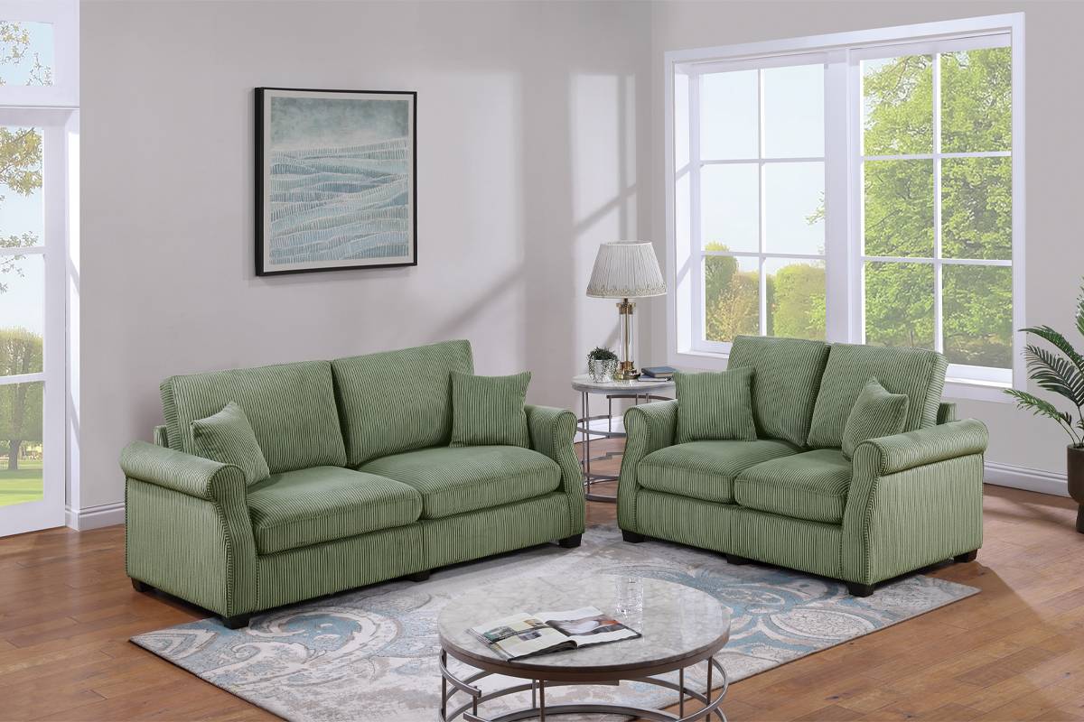 F8430 2 Pc Sofa and Loveseat Set - Sage