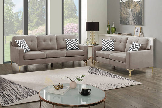 F8442 2 Pc Sofa and Loveseat - Light Brown