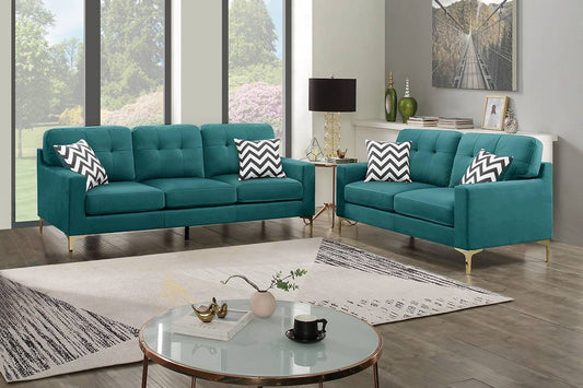 F8441 2 Pc Sofa and Loveseat - Teal