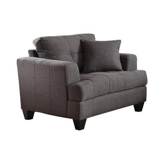 Samuel Recessed Arm Upholstered Chair - Charcoal