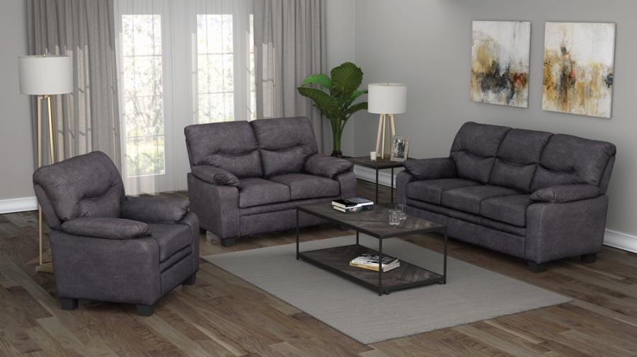 Meagan Pillow Top Arms Upholstered Loveseat - Charcoal