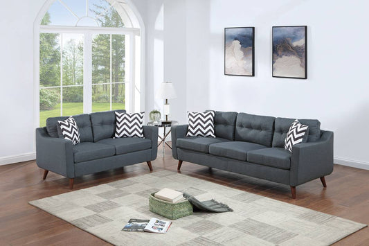 F8444 2pc Sofa and Loveseat Set- Blue Gray