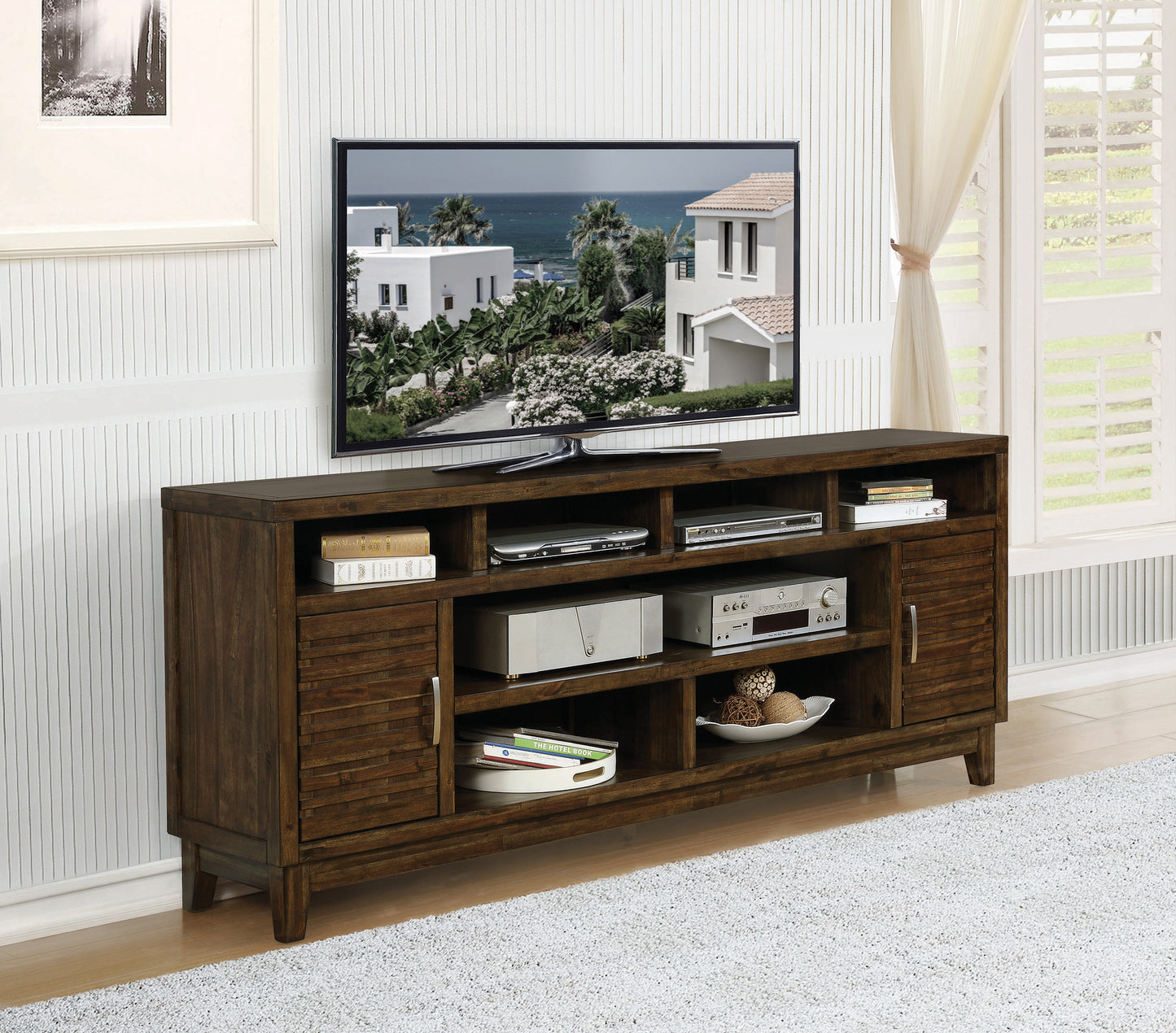 Asher 2-door Rectangular TV Console Cabinet Rustic Mindy