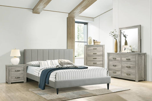Simon Upholstered Platform Bed Frame - Grey