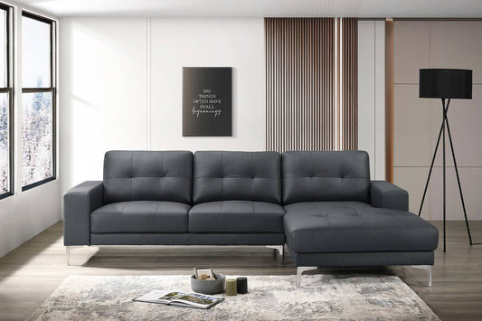 F8423  2pc Full Leather Sectional -Black