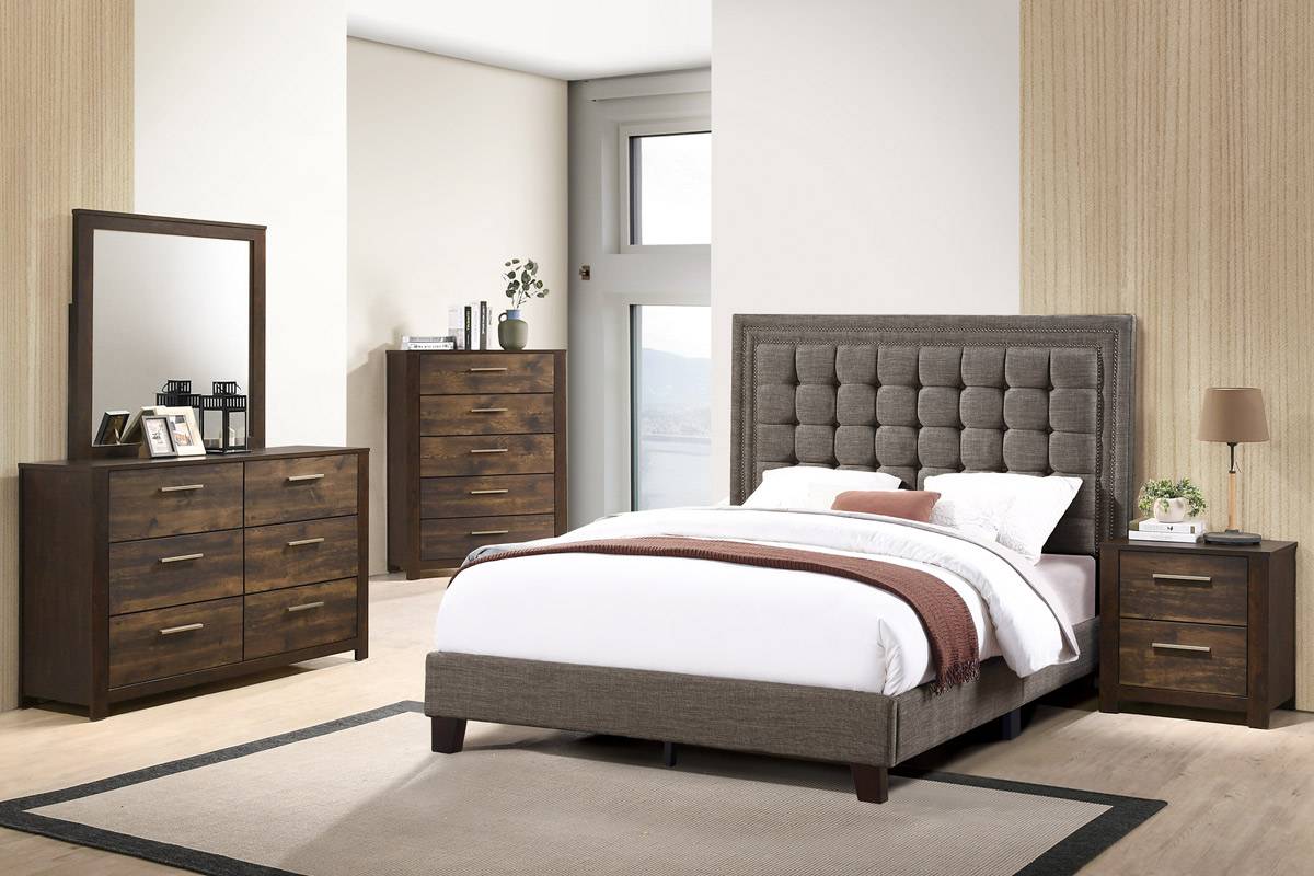Murdoch Upholstered Platform Bed Frame - Grey Murdoch Upholstered Platform Bed Frame - Grey