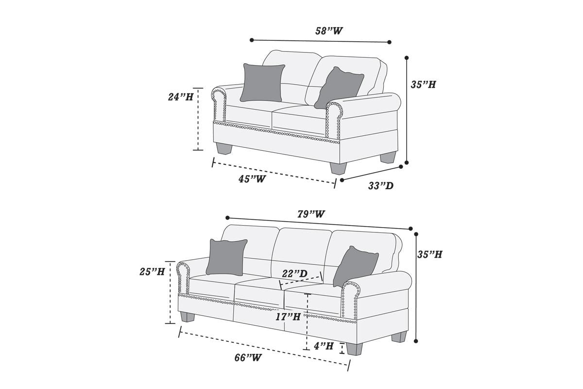 Reese 2-PC Sofa Set - Black
