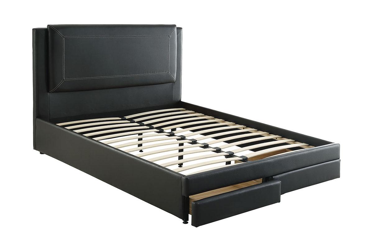 Heather Leatherette Platform Bed Frame - Black