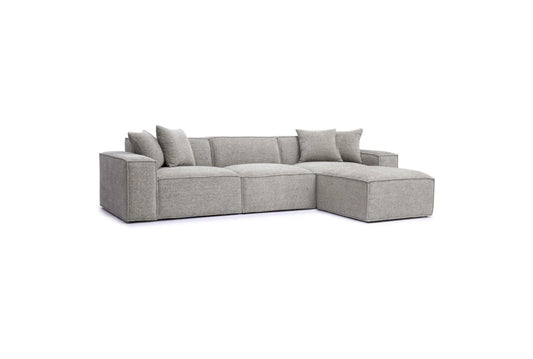 Mindy Taupe $-PC Chenille Basketweave Modular Sectional