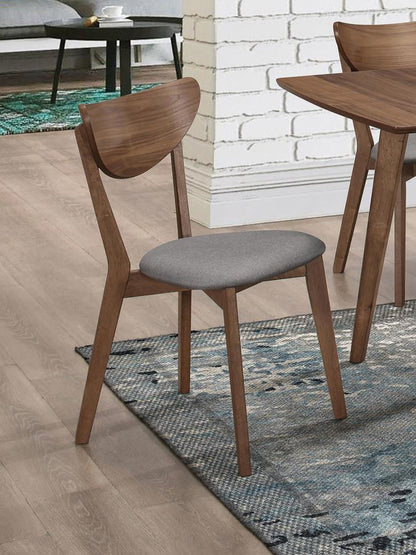 Alfredo Upholstered Dining Chairs Grey and Natural Walnut (Set of 2)