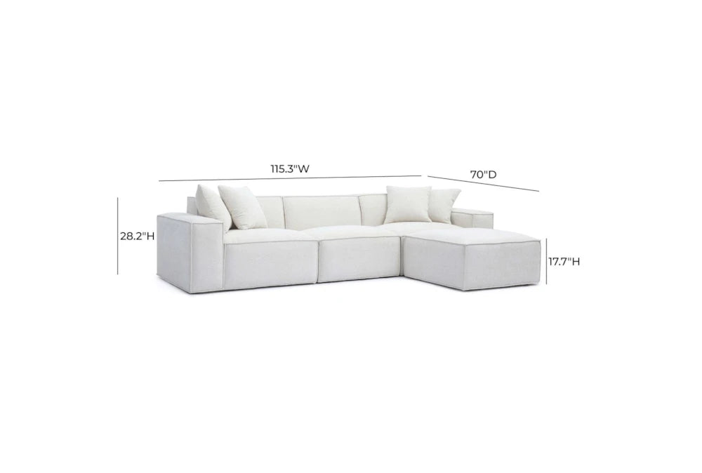 Mindy Cream Chenille 4-PC Basketweave Modular Sectional