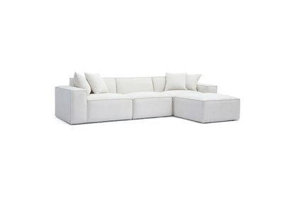 Mindy Cream Chenille 4-PC Basketweave Modular Sectional