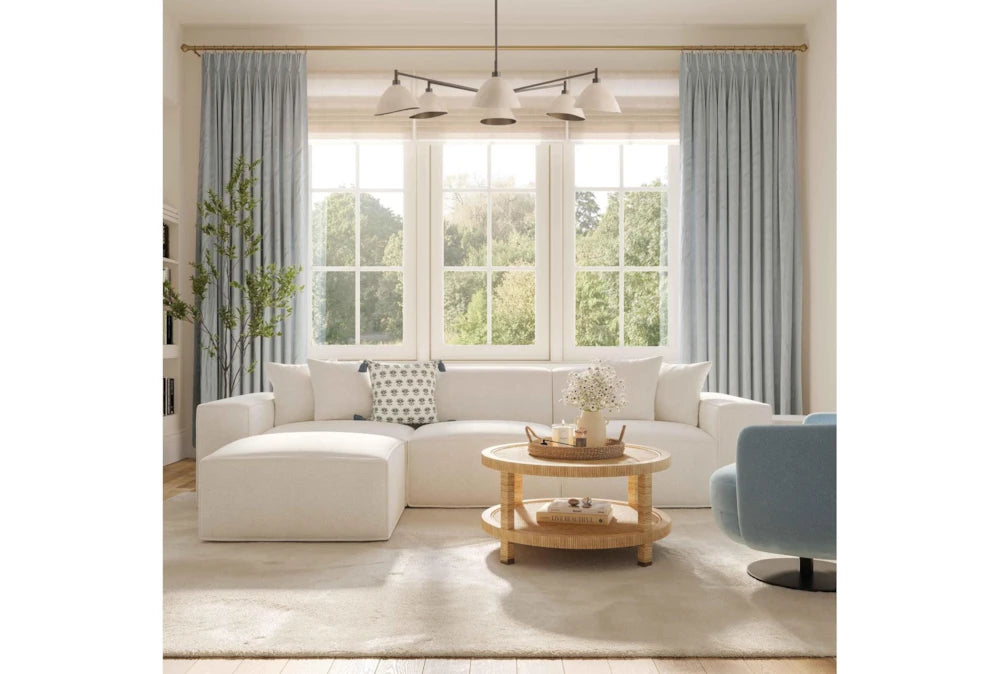 Mindy Cream Chenille 4-PC Basketweave Modular Sectional