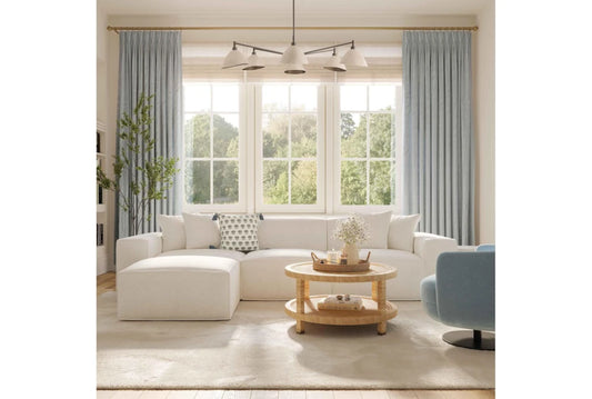 Mindy Cream Chenille 4-PC Basketweave Modular Sectional