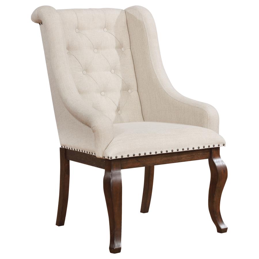 Brockway Cove Tufted Arm Chairs Cream and Antique Java (Set of 2)