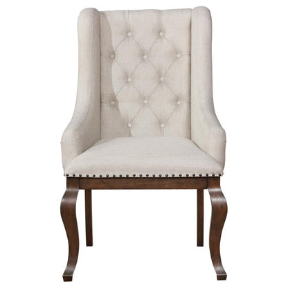 Brockway Cove Tufted Arm Chairs Cream and Antique Java (Set of 2)