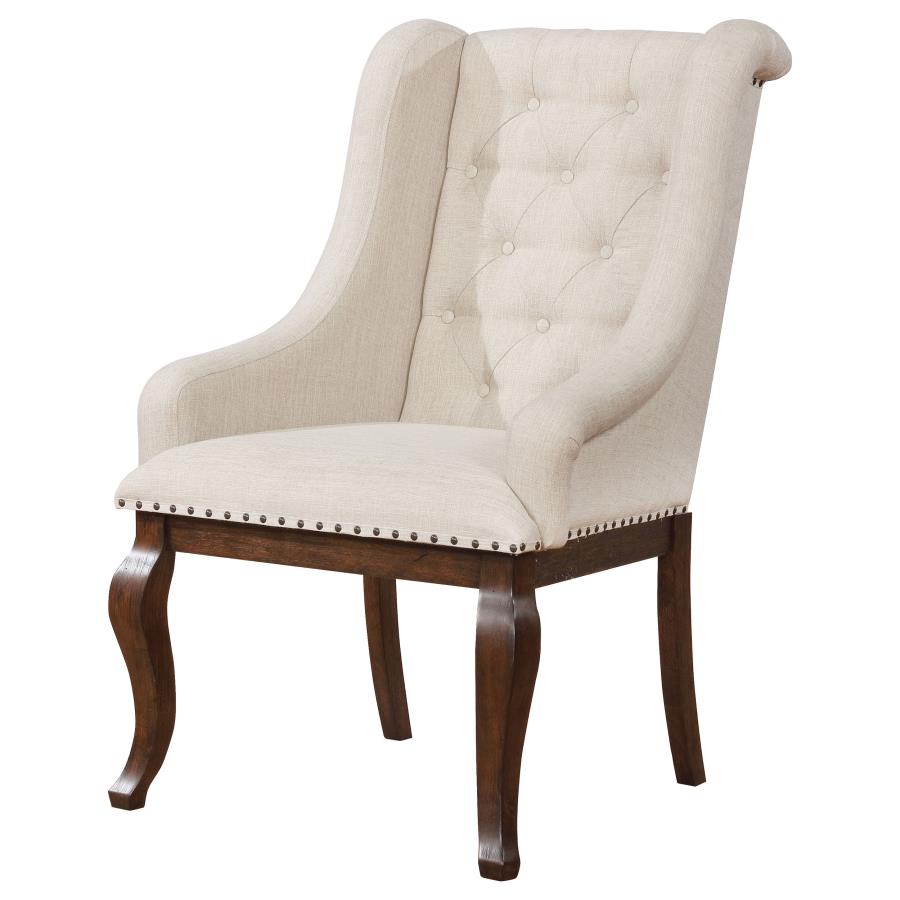 Brockway Cove Tufted Arm Chairs Cream and Antique Java (Set of 2)