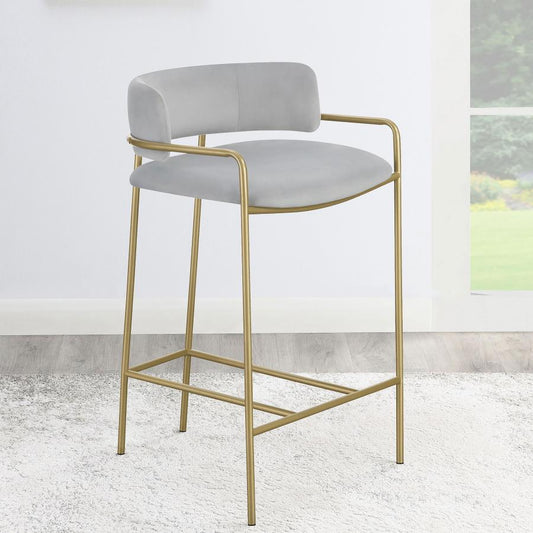 Comstock Upholstered Low Back Counter Stool Grey and Gold