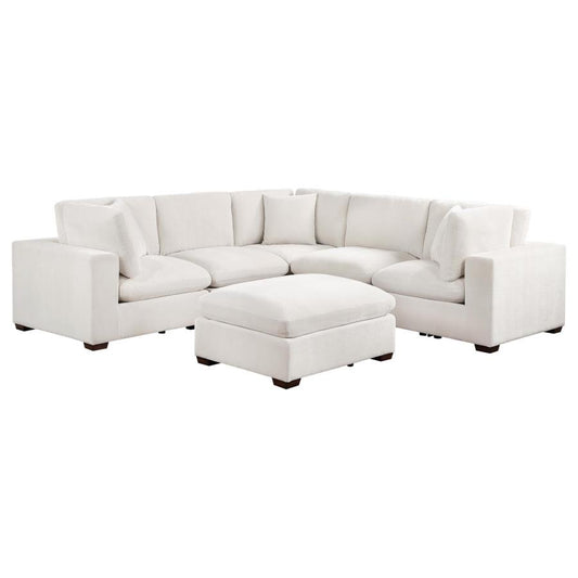 551461-SETB Lakeview 5-piece Upholstered Modular Sectional Sofa Ivory