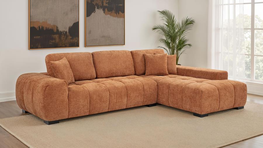 Octavia 2PC  Fabric Upholstered Sectional Chaise Sofa