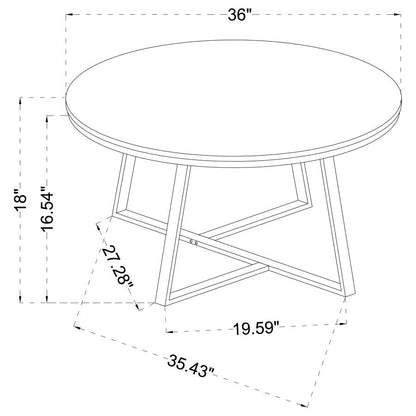 723238  Hugo Round Faux Marble Coffee Table White and Matte Black