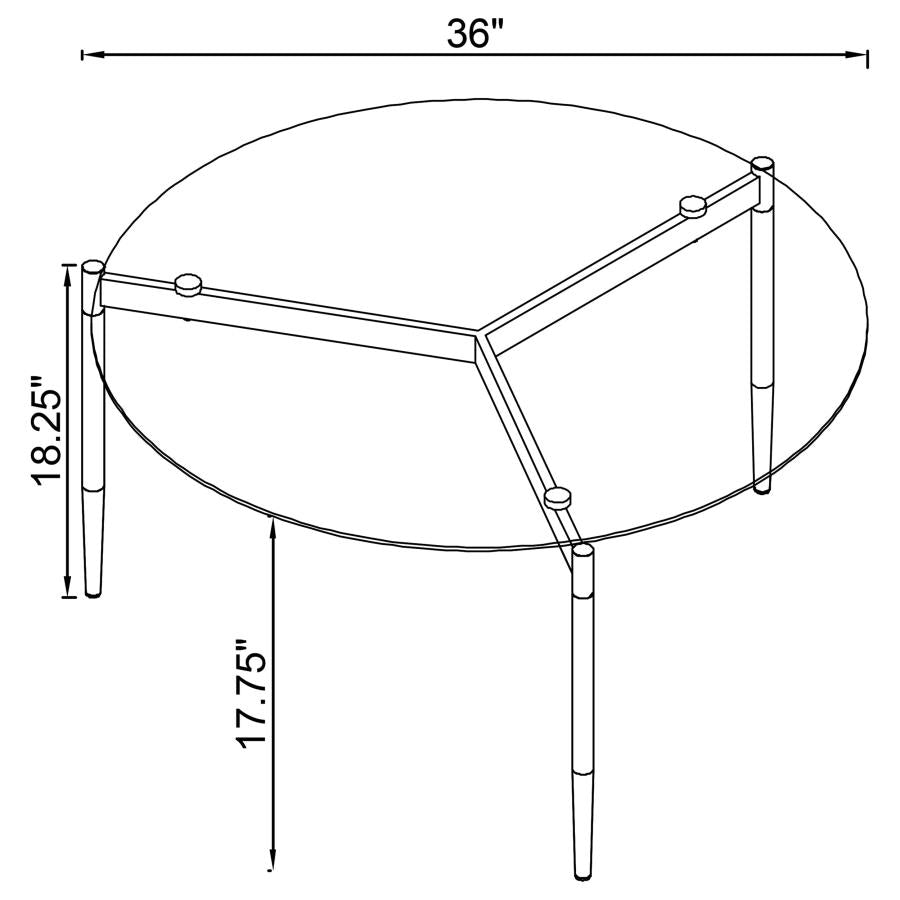 710168  Rosalie Round Smoked Glass Top Coffee Table Sandy Black