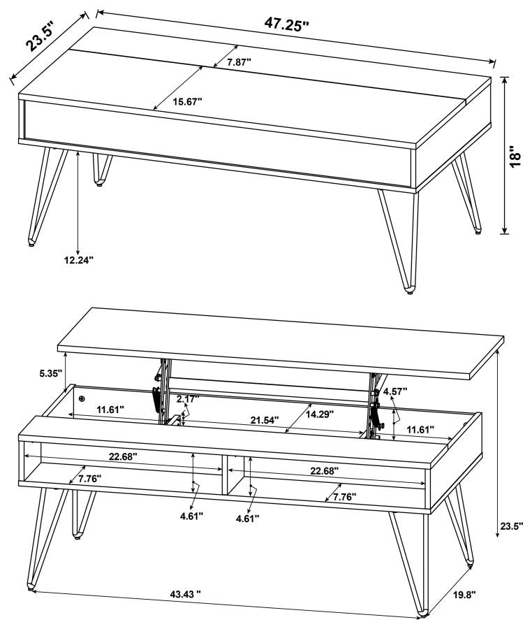 Fanning   Lift Top Coffee Table Golden Oak