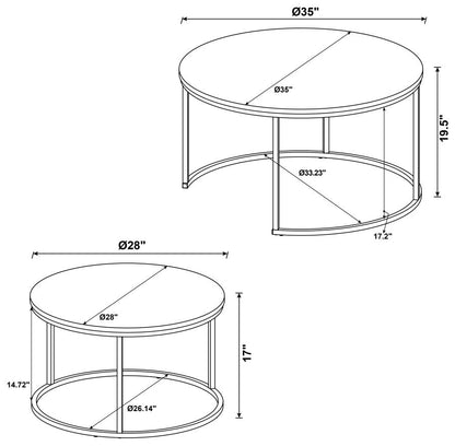 736028  Lainey 2-piece Round Faux Marble Nesting Coffee Table Grey