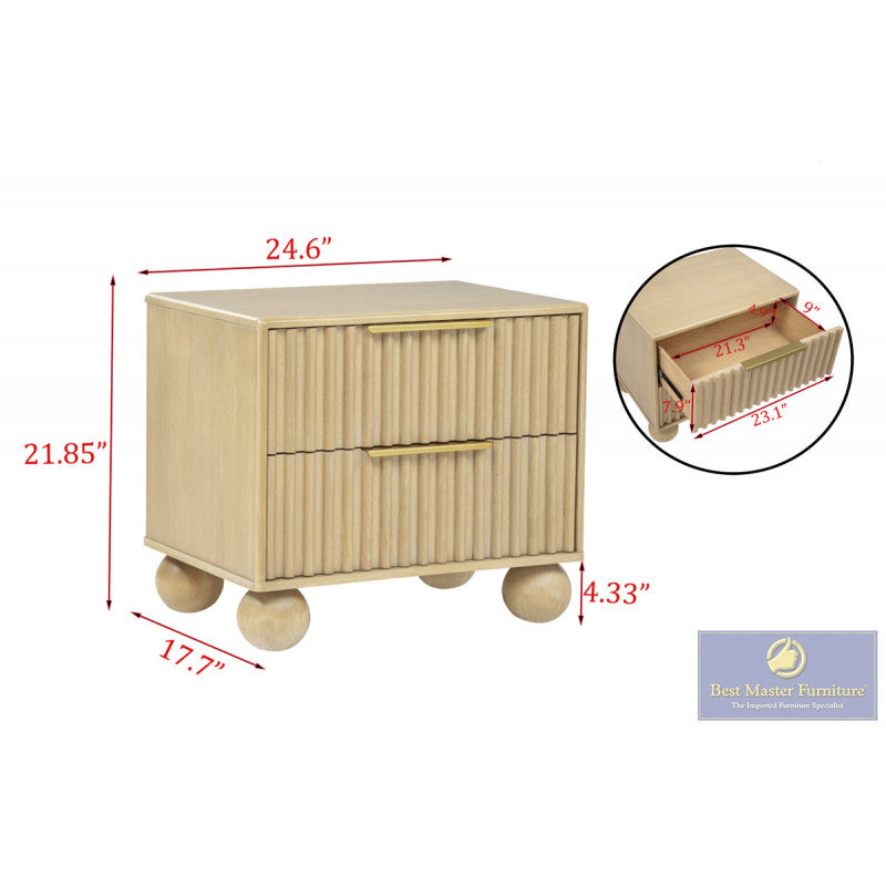 DP305 Natural Wood Nightstand