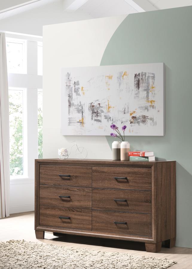 warm brown dresser Witney 64" Warm Brown Oak 6-Drawer Dresser
