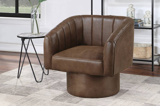 Adrian Stitched Swivel Chair - Brown
