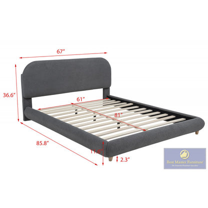 Ct-04 Curved Modern Queen Platform - Grey