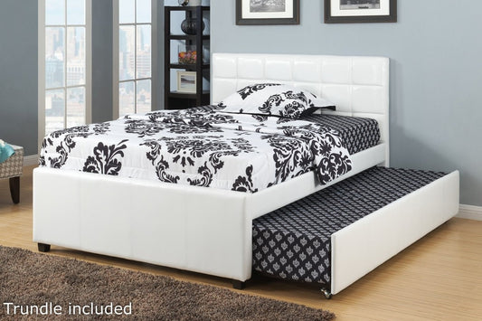 Carly Full Platform Bed with Trundle - White